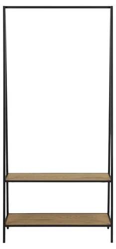 Wieszak stojący Seaford do przedpokoju z półkami na buty dąb czarny nowoczesny Actona