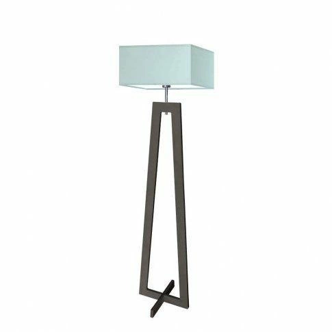 Lampa stojąca do salonu JAWA miętowy abażur, nowoczesna drewniana Lysne 138 cm
