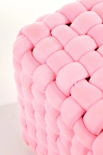 Pufa Rubi różowa kwadratowa tapicerowana do salonu i pokoju dziecięcego 35x35 cm Intesi