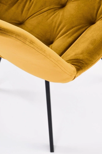Krzesło tapicerowane welur Veroniq Intesi musztardowe obrotowe nowoczesne do jadalni i salonu
