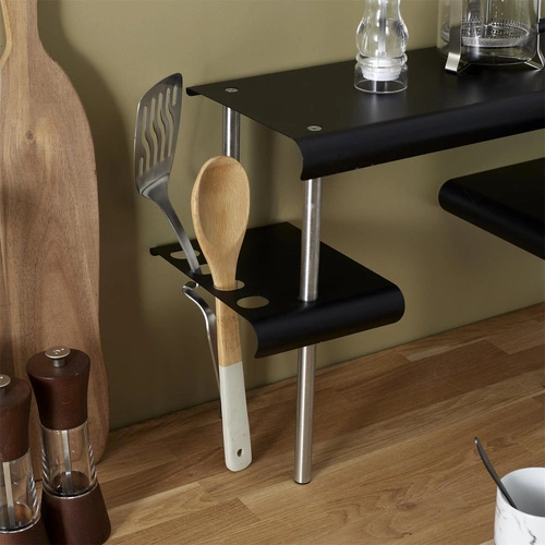 Półka kuchenna stojąca na przyprawy i akcesoria Angle czarna metalowa nowoczesna Intesi