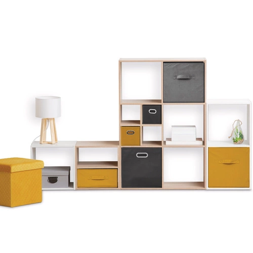 Pudełko składane do regału 31x31 Velvet żółte z uchwytem, nowoczesne 5five simply smart