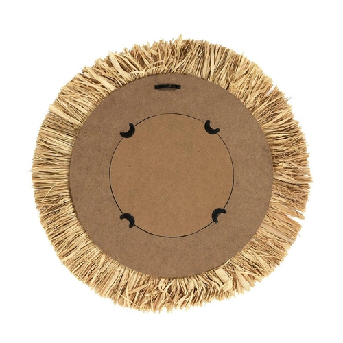 Lustro okrągłe boho Kaya 59 cm naturalne wiszące do przedpokoju i salonu Intesi