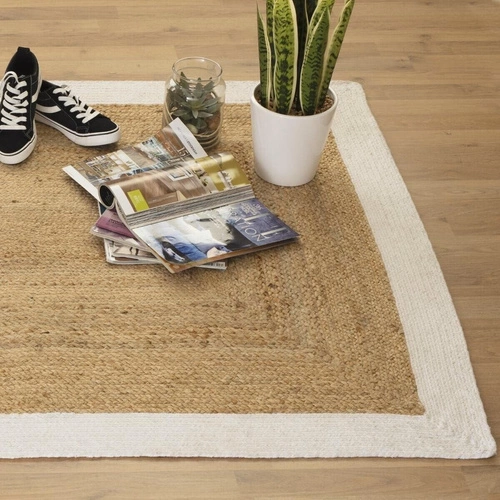 Dywan boho Maguire 170x120 naturalny/biały z juty i bawełny do salonu łatwy w czyszczeniu Atmosphera