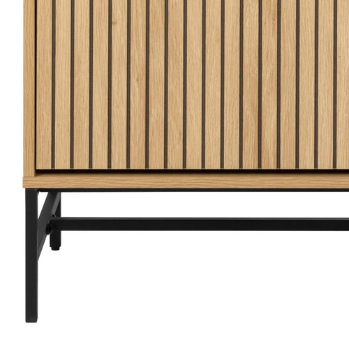 Szafka na buty Albany Actona szeroka dąb naturalny z ryflowanym frontem loftowa wysoka