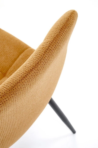 Krzesło tapicerowane Fime Intesi musztardowe do jadalni nowoczesne na czarnych nogach