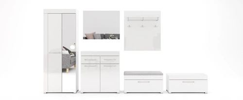 Szafa Amanda biała połysk nowoczesna z półkami do sypialni szerokość 75 cm