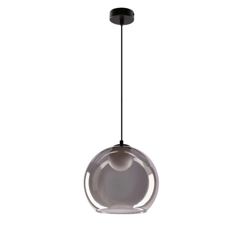 Nowoczesna lampa wisząca kula Brin czarna szklana do salonu i nad stół regulowana