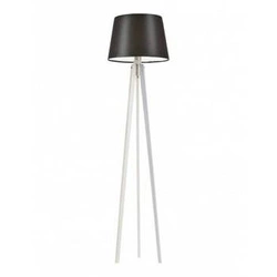 Lampa podłogowa Curacao nowoczesna z abażurem brązowym i drewnianym stelażem do salonu