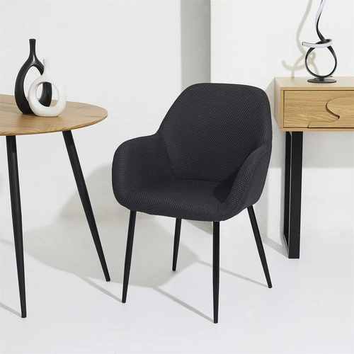 Krzesło tapicerowane Lavia czarne Intesi do jadalni i salonu nowoczesne z podłokietnikami