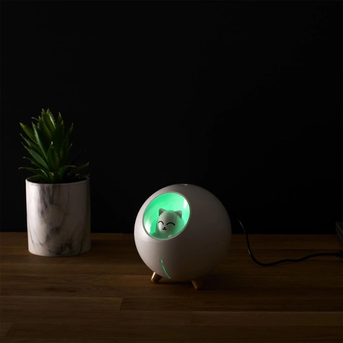 Dyfuzor zapachowy LED Intesi Kot biały nowoczesny do domu USB dekoracyjny 11 cm