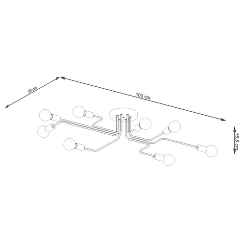 Żyrandol loftowy VECTOR 8 czarny lampa sufitowa do salonu jadalni lub sypialni