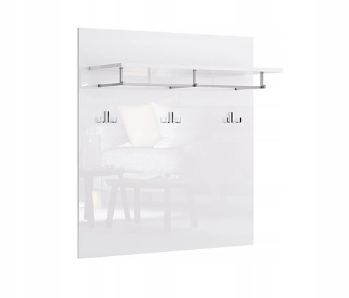 Wieszak ścienny Amanda biały połysk z półką nowoczesny do przedpokoju Intesi