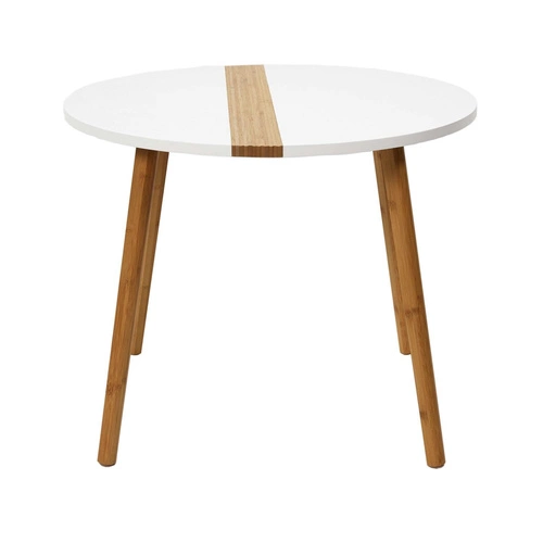 Zestaw 2 okrągłych stolików kawowych Paraiba biały drewniany skandynawski do salonu 2w1