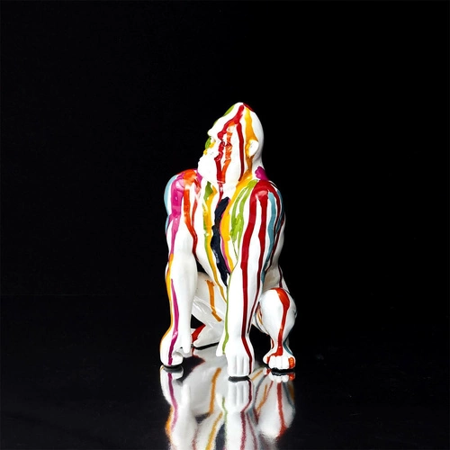 Figurka dekoracyjna goryl Intesi nowoczesna kolorowa na komodę do salonu 24 cm