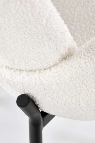 Krzesło tapicerowane Perrol boucle kremowe z podłokietnikami do jadalni nowoczesne Intesi