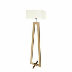 Lampa stojąca do salonu JAWA nowoczesna drewniana z abażurem ecru Lysne 138 cm