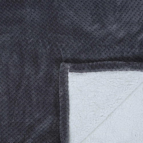 Intesi Sherpa gruby koc pikowany szary 180x220 cm ciepły koc na kanapę do salonu