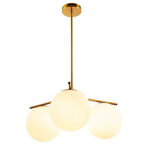 Lampa sufitowa VENUS-3 klasyczna szklana kula mosiądz regulowana do salonu 60 cm
