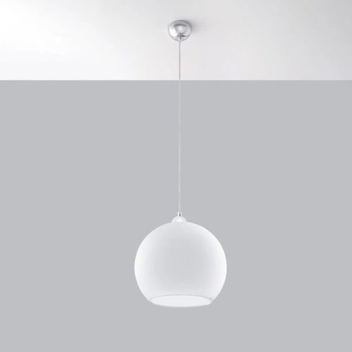 Lampa wisząca kula BALL biała szklana nowoczesna do salonu, kuchni lub nad wyspę