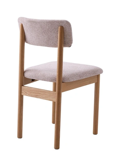 Krzesło tapicerowane do jadalni Canora piaskowe z dębowymi nogami