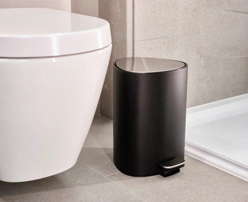 Joseph Joseph EasyStore kosz na śmieci do łazienki 5l czarny matowy z pedałem owalny