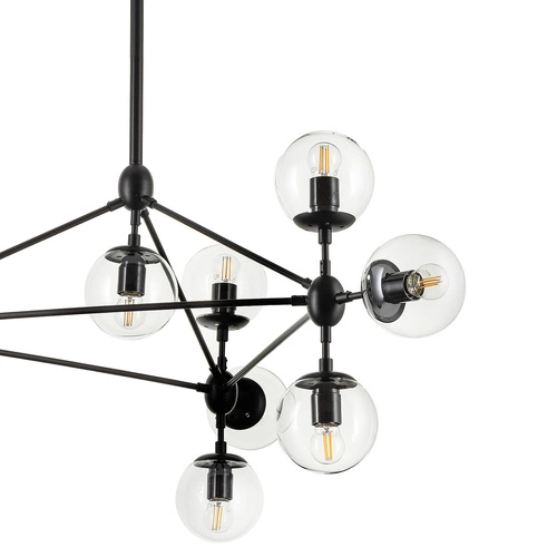 Lampa wisząca kula szklana ASTRIFERO-10 czarna 90 cm do salonu i nad stół