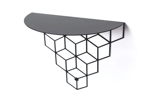 Nowoczesna półka ścienna Stiga czarna metalowa na książki i dekoracje do salonu POLYHEDRA