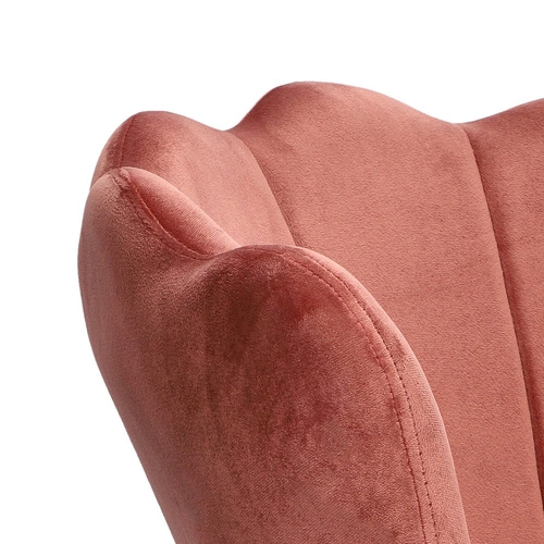 Krzesło welurowe muszelka Florencja Intesi różowe ze złotymi nogami do salonu i toaletki