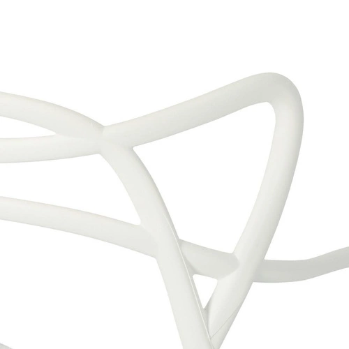 Krzesło Lexi białe inspirowane Master chair nowoczesne do jadalni sztaplowane z podłokietnikami