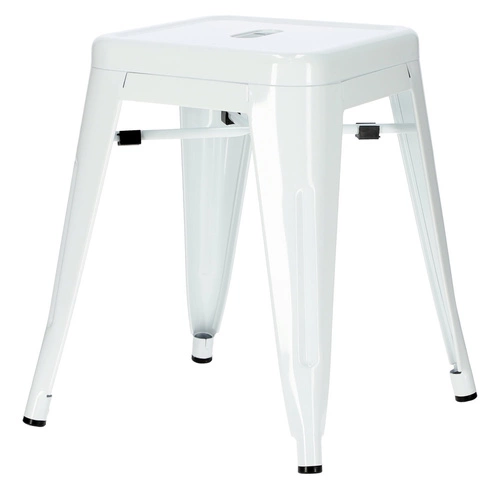 Taboret metalowy Paris biały inspirowany Tolix do kuchni i jadalni nowoczesny industrialny 46 cm