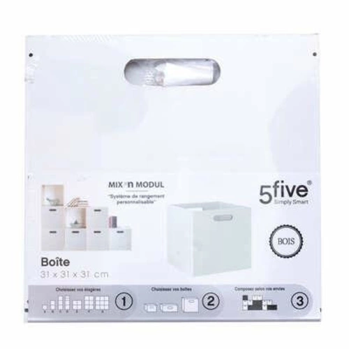 Pudełko do regału 31x31 białe MDF nowoczesne na książki 5five simply smart