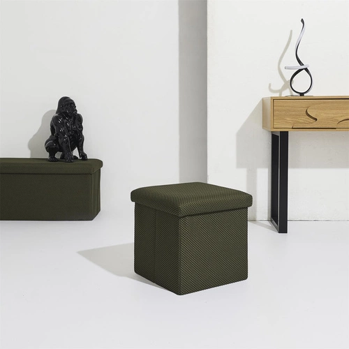 Pufa ze schowkiem Vels Atom Intesi kwadratowa składana nowoczesna do przedpokoju khaki 38x38 cm