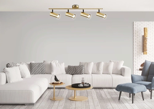 Lampa sufitowa Colly nowoczesna mosiądz 4 punktowa do salonu i kuchni ruchoma