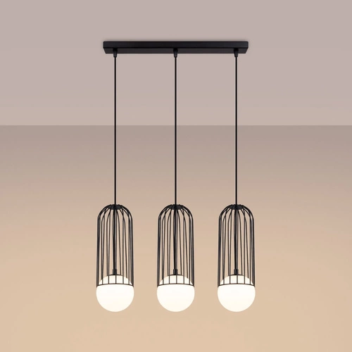 Lampa wisząca BRINA 3L czarna nowoczesna do salonu i jadalni potrójna nad stół