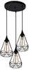 Lampa wisząca Graf czarna 3-punktowa metalowa do salonu i jadalni w stylu loftowym