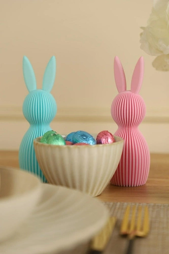 Figurka wielkanocna Królik duży różowy Intesi 17 cm glamour dekoracja na stół lub komodę