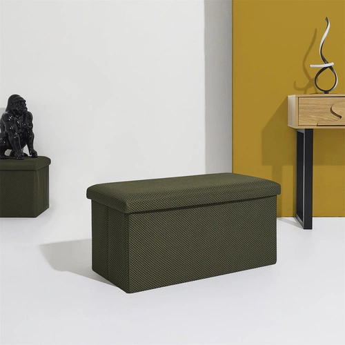 Pufa prostokątna ze schowkiem Velse Atom Intesi nowoczesna składana do przedpokoju khaki 76 cm