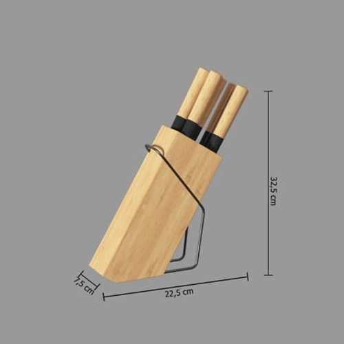5five simply smart zestaw 5 noży kuchennych z blokiem bambusowym do krojenia i pieczywa