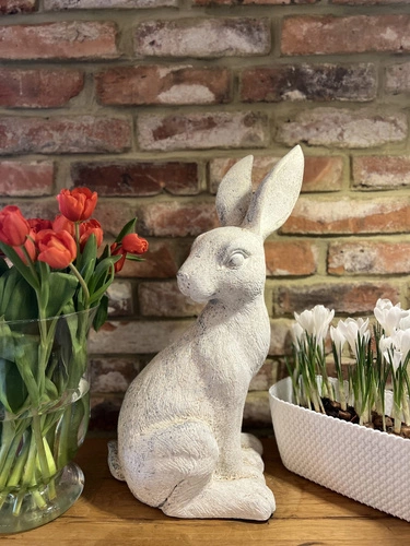 Intesi figurka wielkanocna zając 52 cm beżowa żywica nowoczesna dekoracja na stół do salonu