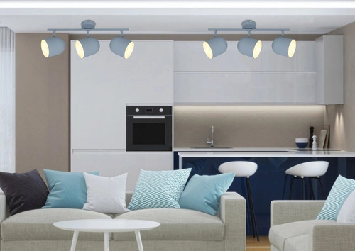 Lampa sufitowa Azuro 3-punktowa szara matowa z ruchomymi kloszami do salonu