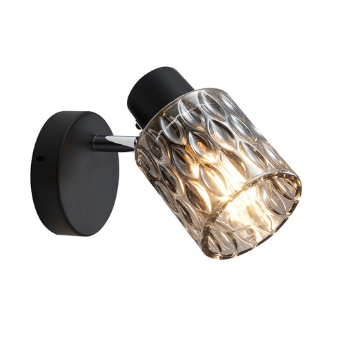 Kinkiet Bill lampa czarny 1x40W E27  klosz dymiony