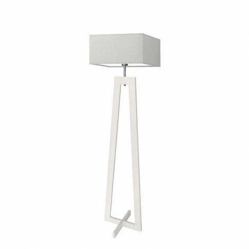 Lampa podłogowa JAWA abażur jasny szary stelaż biały