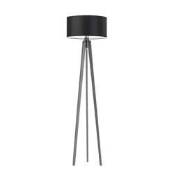 Lampa podłogowa trójnóg Miami czarna stojąca do salonu drewniana z abażurem personalizowana Lysne