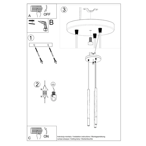 Lampa wisząca Mozaica 3-punktowa czarna miedziana do salonu kuchni jadalni nad wyspę