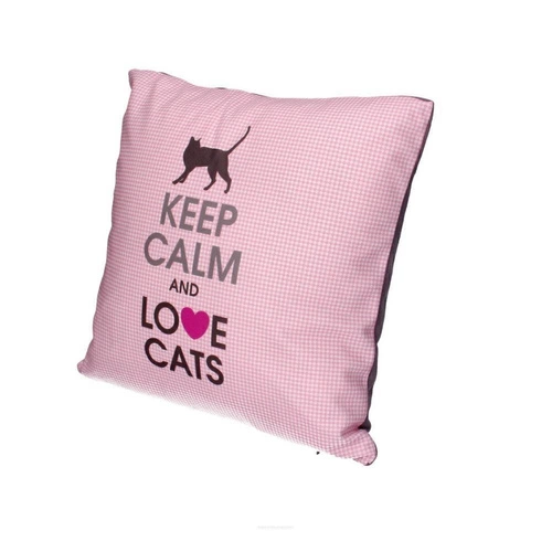 Poduszka dekoracyjna welurowa LOVE CATS antyalergiczna do salonu i sypialni 40x40 cm