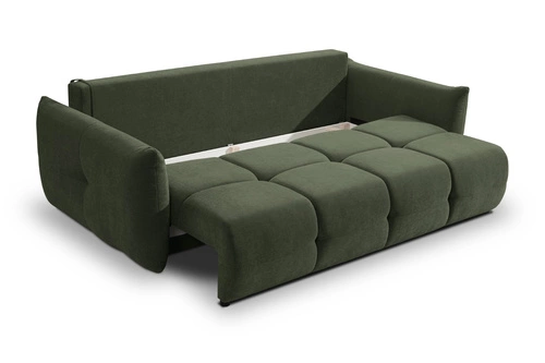 Sofa rozkładana Bode 3 osobowa z funkcją spania i pojemnikiem zielona do salonu