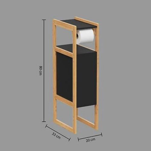 Szafka łazienkowa stojąca Natureo czarna na papier toaletowy z drewna bambusowego do małej łazienki 