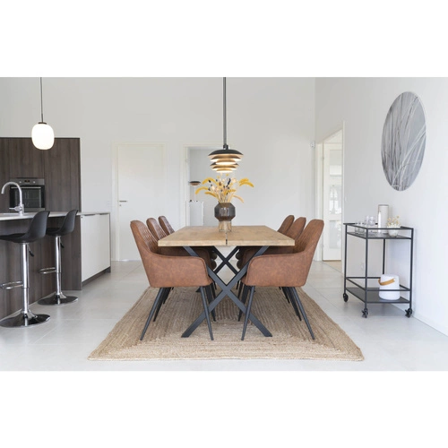 Krzesło tapicerowane Harbo Intesi do jadalni brązowe ekoskóra z podłokietnikami nowoczesne