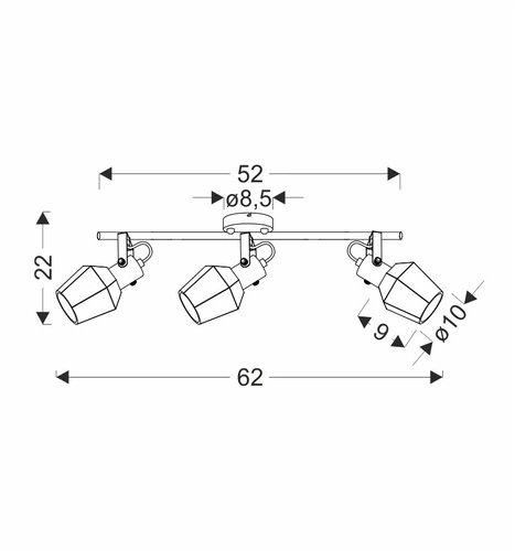Lampa sufitowa Randi nowoczesna czarna 3-punktowa regulowana do kuchni i jadalni